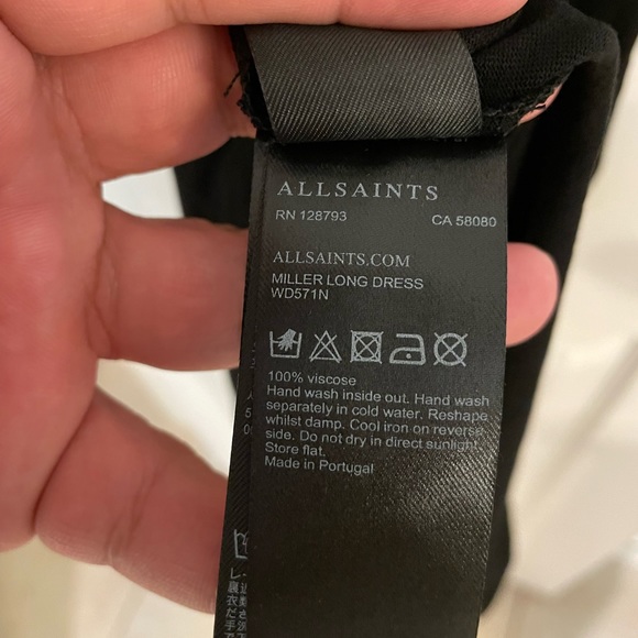 All Saints Miller Black Maxi Dress XS - Picture 8 of 9